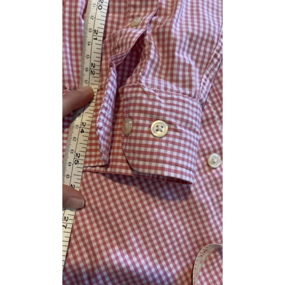 Banana Republic Classic Red Gingham‎ Long Sleeve Button Shirt Slim L Preppy